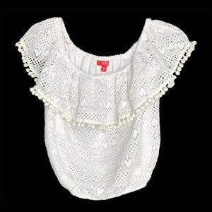 Guess white eyelet lace crop top.  M